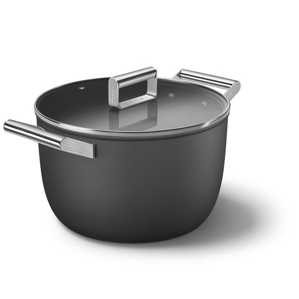 Kookpot met glazen deksel 26 cm zwart 