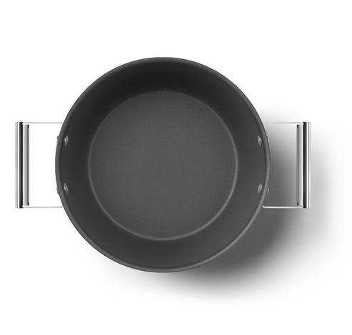 Casserole avec couvercle en verre 26 cm noir  Smeg