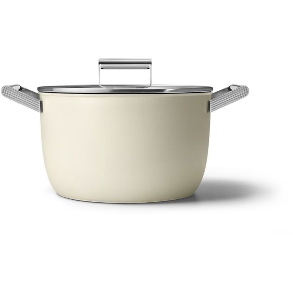 Smeg Kookpot met glazen deksel 26 cm crème