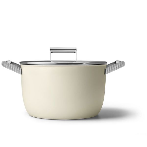 Smeg Kookpot met glazen deksel 26 cm crème