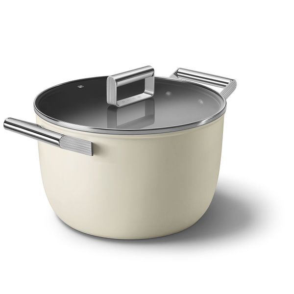 Smeg Kookpot met glazen deksel 26 cm crème