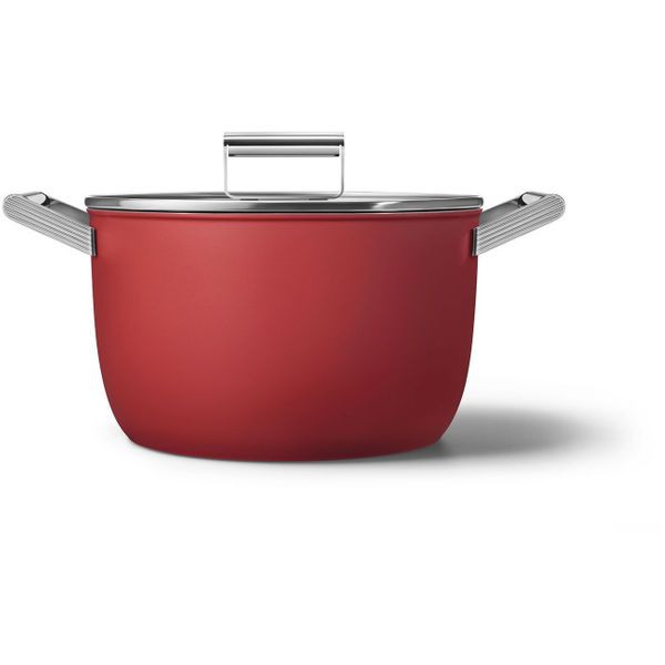 Kookpot met glazen deksel 26 cm rood 