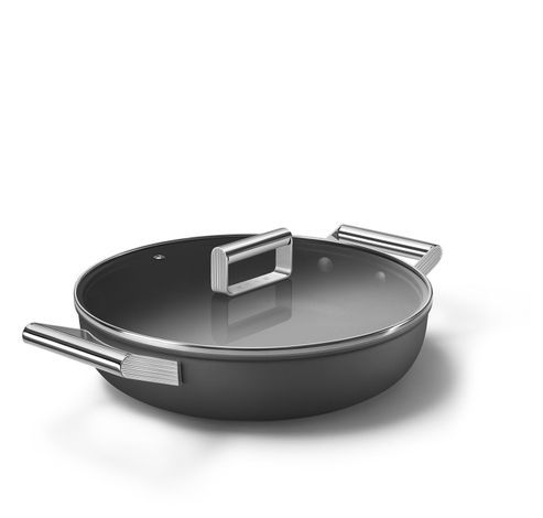 Sauteuse avec couvercle en verre 28 cm noir  Smeg