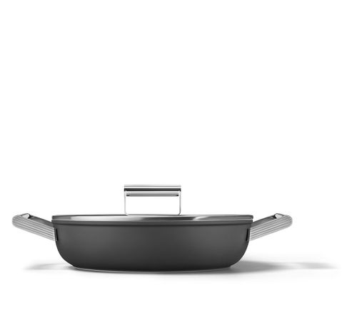 Sauteerpan met glazen deksel 28 cm zwart  Smeg