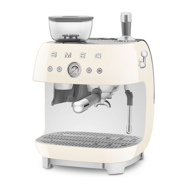 Espresso koffiemachine met geïntegreerde molen - crème 