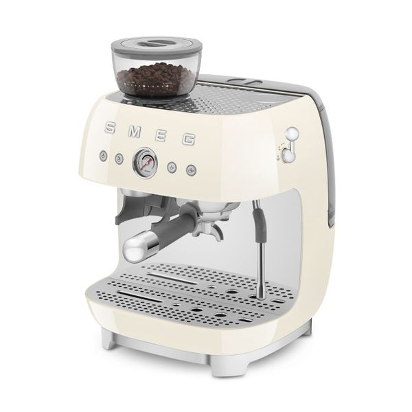 Espresso koffiemachine met geïntegreerde molen - crème 