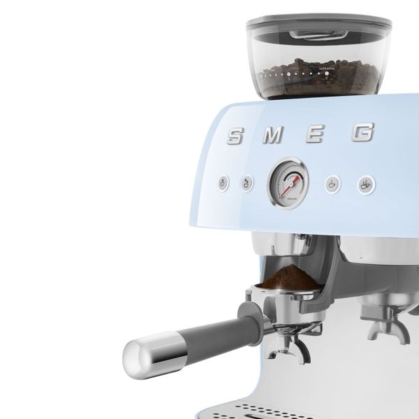 Espresso koffiemachine met geïntegreerde molen - pastelblauw 