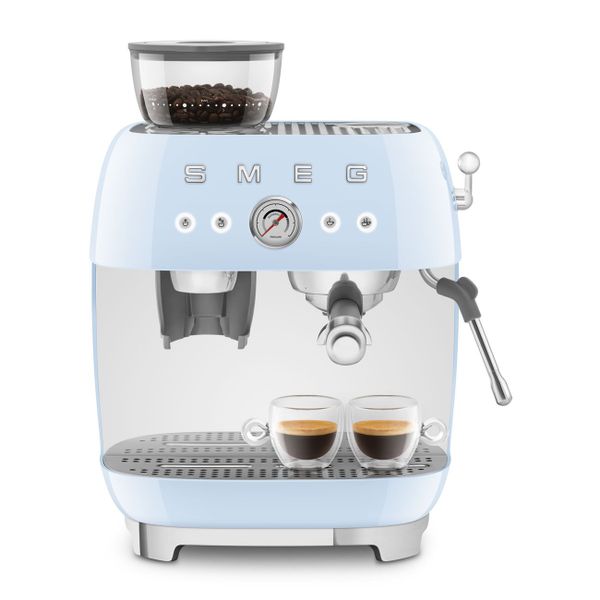 Smeg Espresso koffiemachine met geïntegreerde molen - pastelblauw