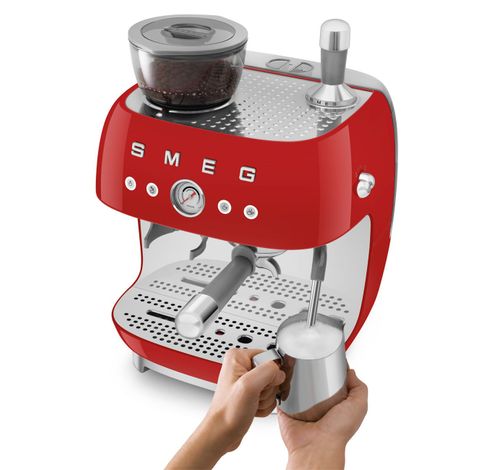 Espresso koffiemachine met geïntegreerde molen - rood  Smeg