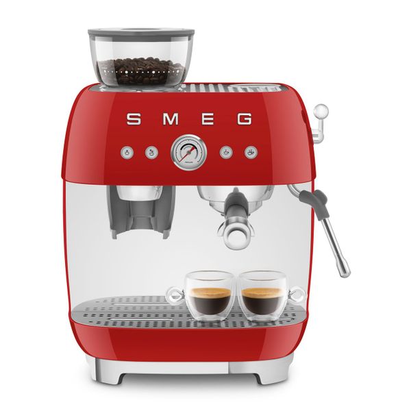 Smeg Espresso koffiemachine met geïntegreerde molen - rood