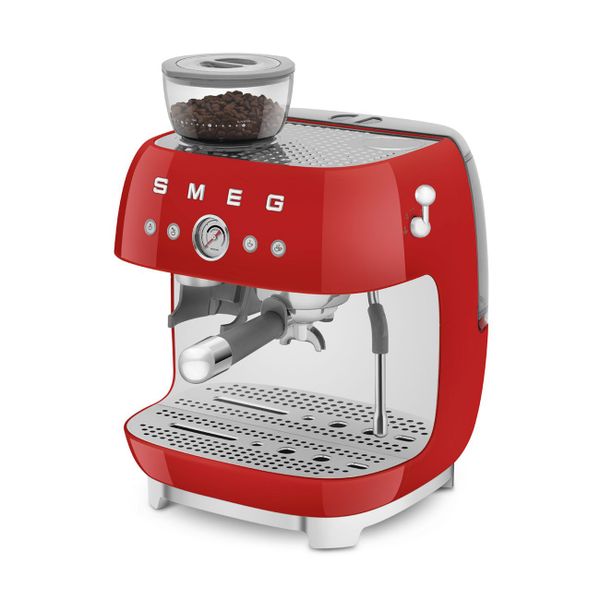 Espresso koffiemachine met geïntegreerde molen - rood 