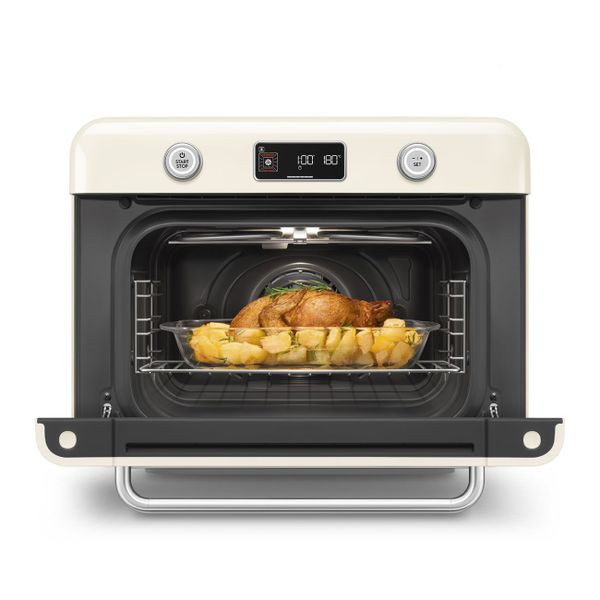 Smeg Vrijstaande combi stoomoven - 30L - 3 kookniveau's - 30 voorgeprogrameerde recepten - Crème