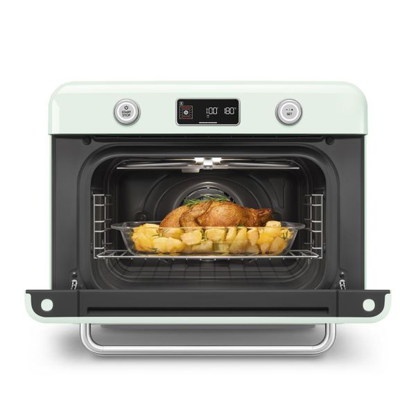 Vrijstaande combi stoomoven - 30L - 3 kookniveau's - 30 voorgeprogrameerde recepten - Pastelgroen 