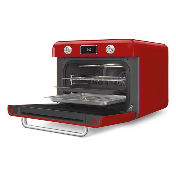 Smeg Vrijstaande combi stoomoven - 30L - 3 kookniveau's - 30 voorgeprogrameerde recepten - Rood