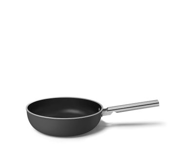 50's Style Aesthetic Wokpan met deksel en anti-aanbaklaag 30cm Zwart
