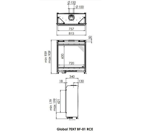 Global 70XT BF Zwart, Aardgas  Dru