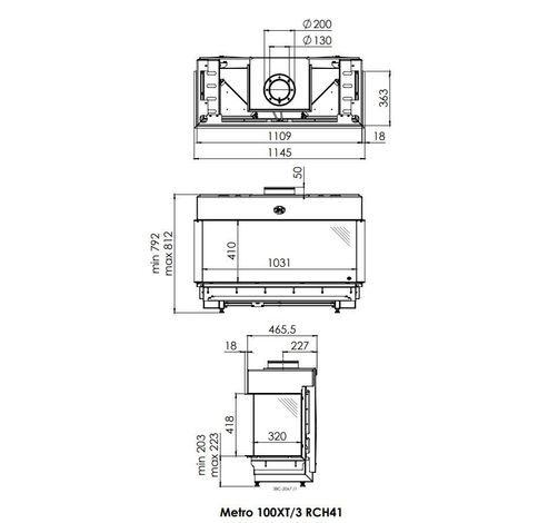 Metro 100XT/3 Eco Wave Ceraglass, Aardgas  Dru