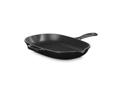 Signature Grillpan Ovaal in Geëmailleerd Gietijzer 32cm Mat Zwart