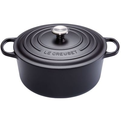 Gietijzeren Ronde cocotte met zwart interieur 18cm 1,8L zwart  Le Creuset