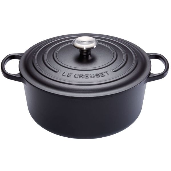 Gietijzeren Ronde cocotte met zwart interieur 18cm 1,8L zwart 