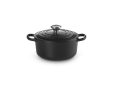 Stoofpan Rond met Zwart Interieur in Geëmailleerd Gietijzer 18cm 1,8L zwart