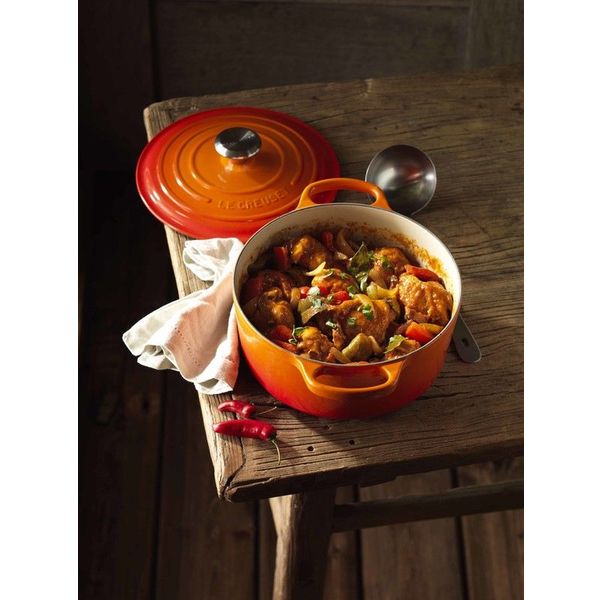 Gietijzeren Ronde cocotte 18cm 1,8L oranjerood 