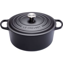 Gietijzeren Ronde cocotte met zwart interieur 20cm 2,4L Mat Zwart 