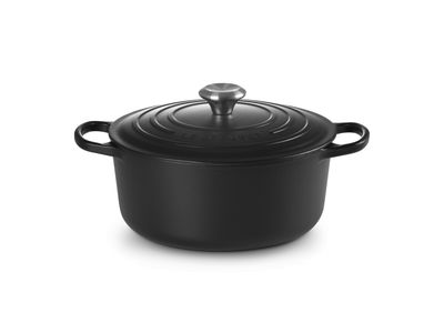 Stoofpan Rond met Zwart Interieur in Geëmailleerd Gietijzer 26cm 5,3L zwart