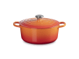 Stoofpan Rond in Geëmailleerd Gietijzer 26cm 5,3L Oranjerood