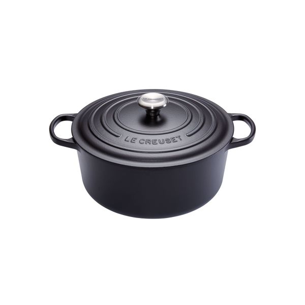 Le Creuset Gietijzeren Ronde cocotte met zwart interieur 28cm 6,7L mat zwart