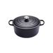 Gietijzeren Ronde cocotte met zwart interieur 28cm 6,7L mat zwart 