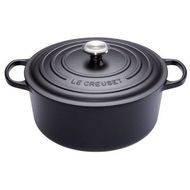 Gietijzeren Ronde cocotte met zwart interieur 28cm 6,7L mat zwart 