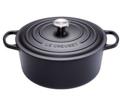 Gietijzeren Ronde cocotte met zwart interieur 28cm 6,7L mat zwart Le Creuset