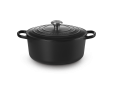 Stoofpan Rond met Zwart Interieur in Geëmailleerd Gietijzer 28cm 6,7L mat zwart