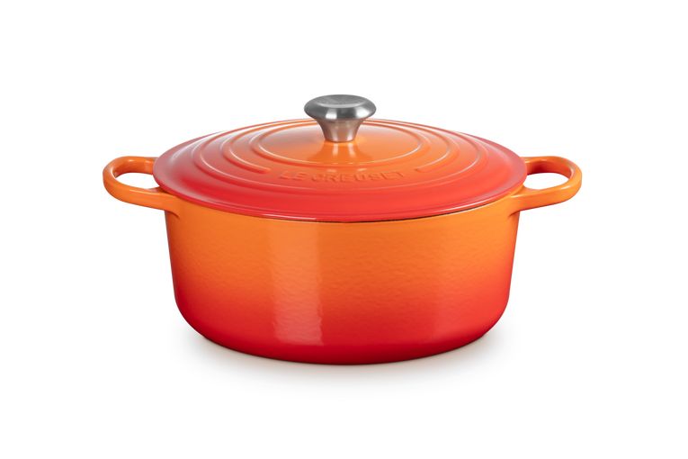 Stoofpan Rond in Geëmailleerd Gietijzer 28cm 6,7L oranjerood