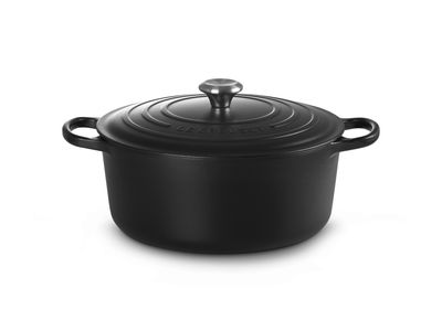 Stoofpan Rond met Zwart Interieur in Geëmailleerd Gietijzer 30cm 8,1L zwart