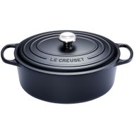 Gietijzeren Ovale cocotte met zwart interieur 31cm 6,3L Mat zwart 