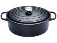 Stoofpan Ovaal met Zwart Interieur in Geëmailleerd Gietijzer 31cm 6,3L Mat zwart