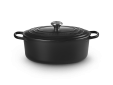 Stoofpan Ovaal met Zwart Interieur in Geëmailleerd Gietijzer 31cm 6,3L Mat zwart
