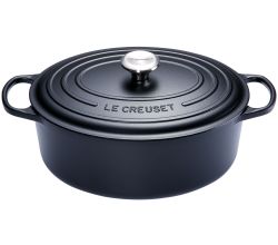 Gietijzeren Ovale cocotte met zwart interieur 33cm 7,5L mat zwart Le Creuset