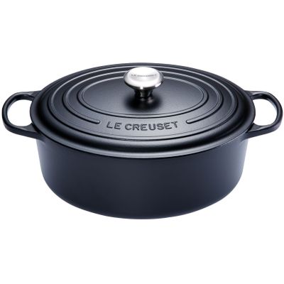 Gietijzeren Ovale cocotte met zwart interieur 35cm 8,9L zwart  Le Creuset