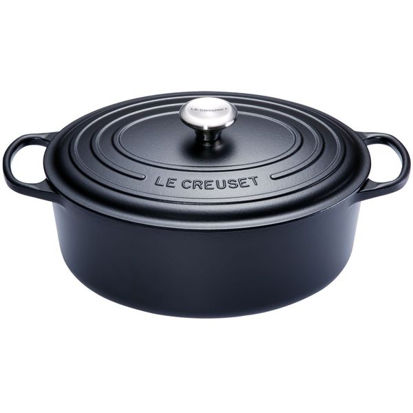 Gietijzeren Ovale cocotte met zwart interieur 35cm 8,9L zwart 