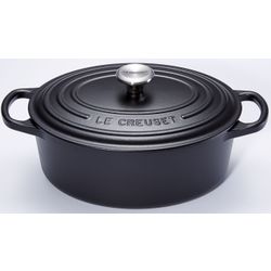 Gietijzeren Ovale Cocotte met zwart interieur 40cm 13,9L Zwart 