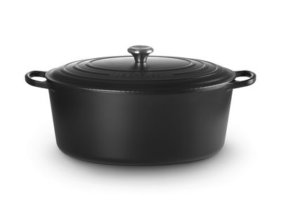 Stoofpan Ovaal met Zwart Interieur in Geëmailleerd Gietijzer 40cm 13,9L Zwart