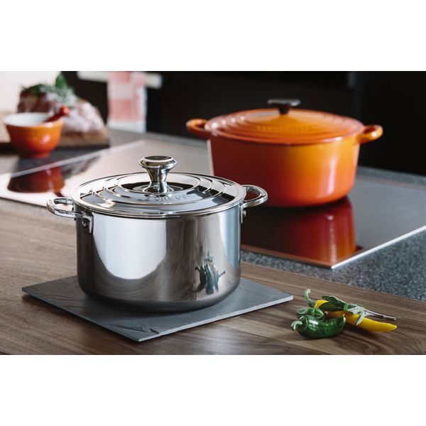 Le Creuset Kookpan in RVS Signature met Deksel 18cm