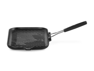 Grillpan Rechthoekig in Geëmailleerd Gietijzer met Siliconen Handvat 36cm zwart