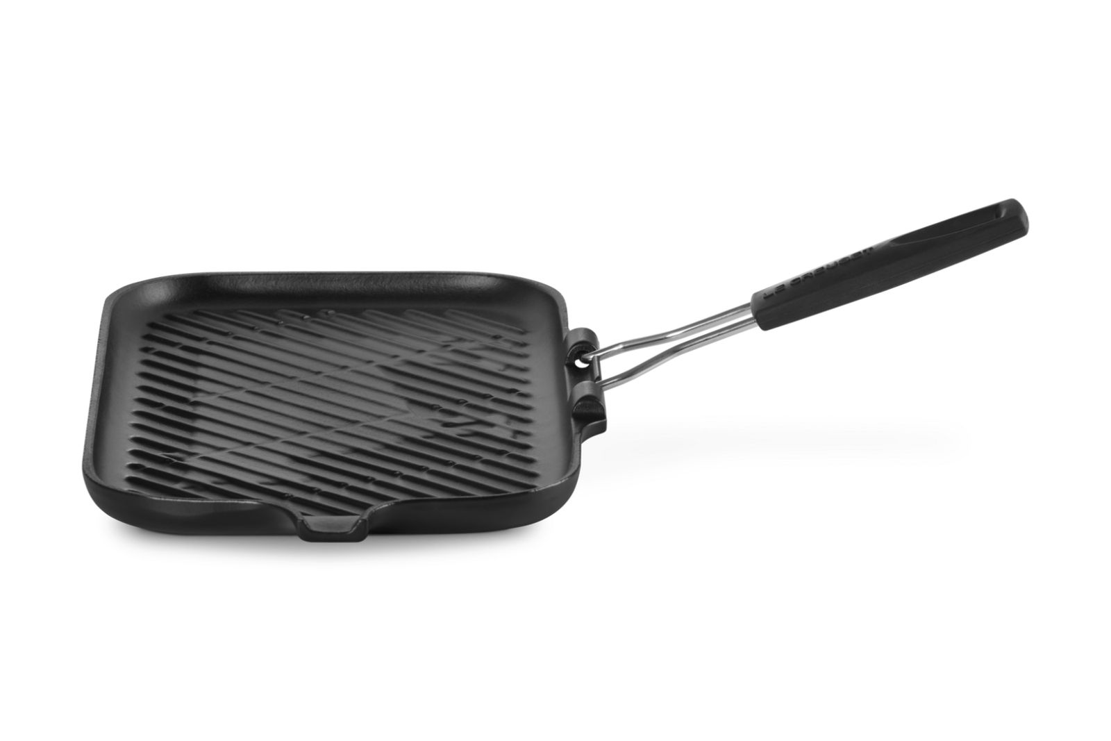 Grillpan Rechthoekig in Geëmailleerd Gietijzer met Siliconen Handvat 36cm zwart