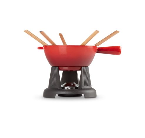 Service à fondue en fonte émaillée avec manche en fonte 20cm 2l Cerise  Le Creuset