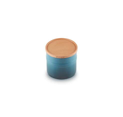 Voorraadpot L in Aardewerk met Houten Deksel 14cm 1,1l Deep Teal  Le Creuset