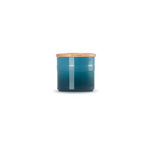 Voorraadpot L in Aardewerk met Houten Deksel 14cm 1,1l Deep Teal  Le Creuset